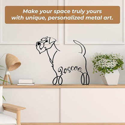 Schnauzer Dog Metal Desk, Custom Schnauzer Dog Minimalist Metal Table Sign Decor With Name, Pet Lover Sculpture Statue