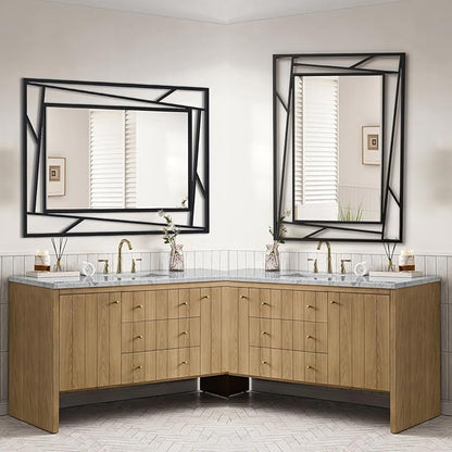 Rectangular Wall Mirror, 36''X24'' Matte Black Metal Framed Farmhouse Bathroom Mirrors for Bedroom Entryway Living Room, Hang Horizontally or Vertically