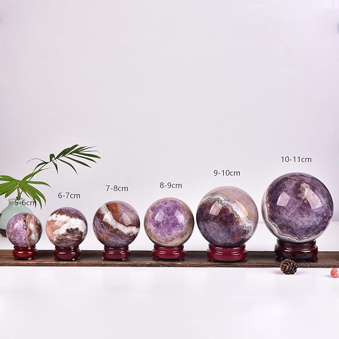 JIC Gem Extra Large Amethyst Agate Crystal Sphere Amethyst Decorative Crystal Ball Gemstone Sphere for Meditation Office Table Decorations 100-110mm