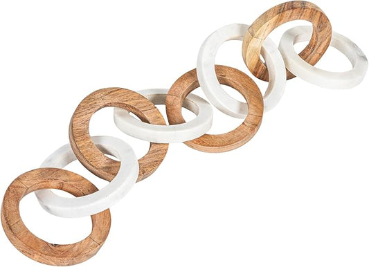 Creative Co-Op Acacia Wood and Marble Chain with 8 Links
