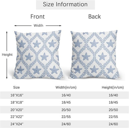 Coastal Pillow Covers 18x18 Set of 2 Ocean Starfish Pattern Decorative Light Blue Pillowcases Outdoor Beachy Throw Pillow Covers with Zipper Soft Cozy for Sofa Bed Chair Living Room Home Decor