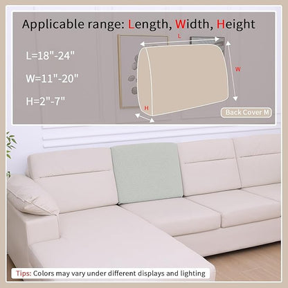 hyha Waterproof Couch Cushion Covers, Waterproof Sectional Couch Covers for Cushion Sofa for Pets, Stretch Sofa Slipcover Washable with Elastic Bottom(Back Cover M, Light Grey)