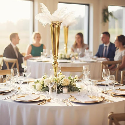Set of 2 Metal Trumpet Vases for Table Centerpieces, Anniversary Celebration Wedding Party Dinner Table Centerpieces, Wedding Decorations, 21.9"/55.5cm Gold Vases