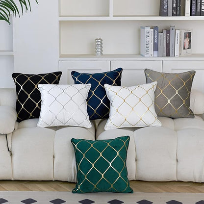 WACOMECO Silver Throw Pillow Covers, Pack of 2 Soft Velvet Decorative Cushion Covers for Couch Sofa Home Decoration, White, 20x20 Inch