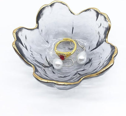 Small Jewelry Dish Tray, Flower Glass Ring Dish Engagement Gifts, Crystal Ring Holder Dish Jewlery Plate, Nightstand Decor Jewelry Tray Trinket Dish, Jewelry Bowl Dish for Rings, Earrings
