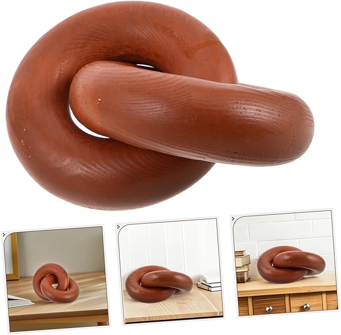 Healifty Wooden Chain Link Decor Hand-Carved Natural Wood Rings Rustic Coffee Table Centerpiece for Home Decor Boho Style Accessory for Living Room