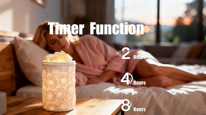 Sunflower Flower Wax Melt Warmer with Timer Dimmable Electric White Ceramic Christmas Oil Melter Cute Small Aromatherapy for Women Home Decorative Burner Light Scented Candle Tart Scent Warm Fragrance