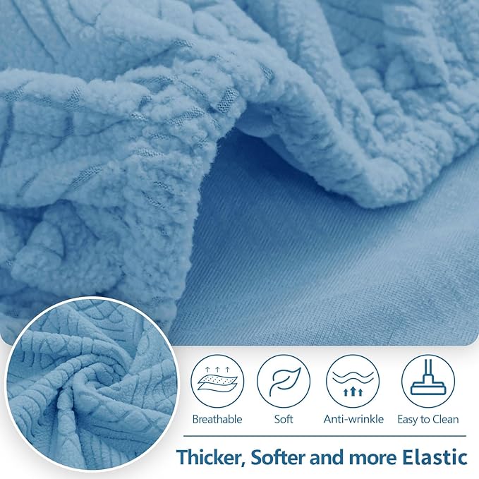 hyha Individual Couch Cushion Covers, Stretch Magic Sofa Seat Cushion Covers Washable, Dog Couch Sofa Slipcover for Pets, Kid with Elastic Bottom(Back Cover M, Blue)