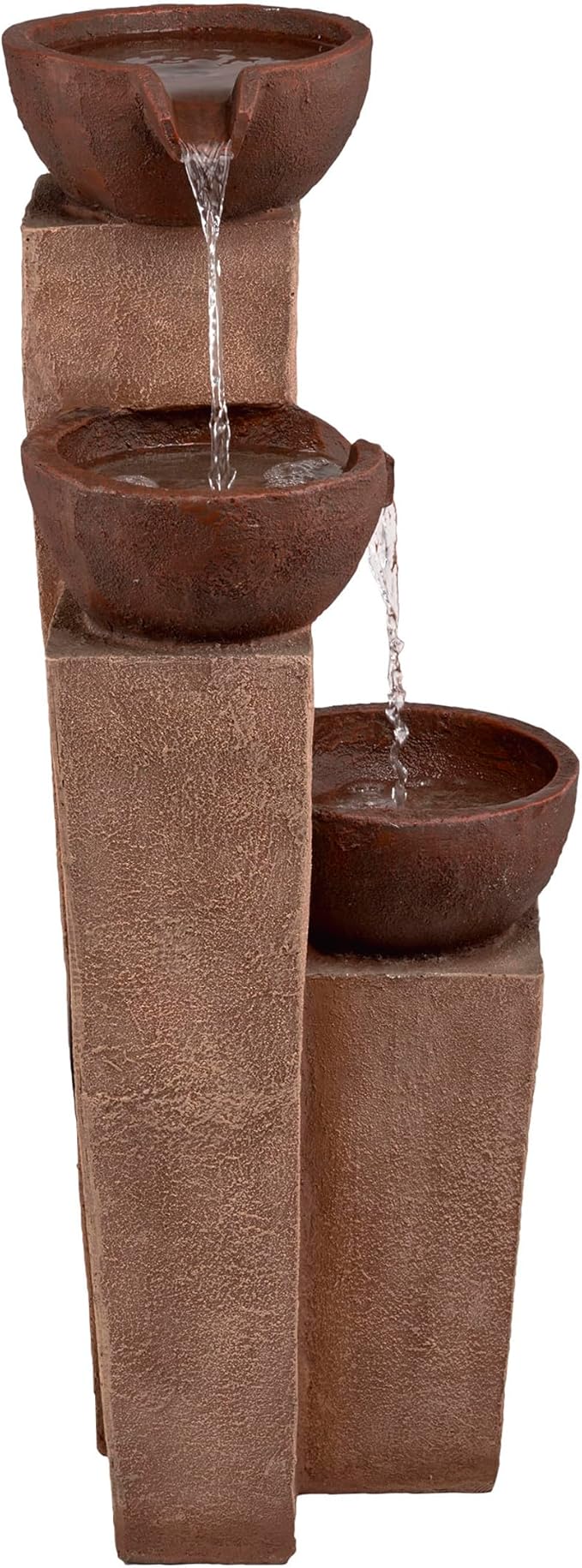 Alpine Corporation ZEN398 35” Outdoor 3-Tiered Modern Pots Water Fountain – Elegant Rustic Floor Fountain for Garden, Patio, Yard, Outdoor Spaces, Relaxing Water Feature, Bronze