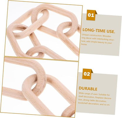 Wood Chain Link Decoration for Living Room Dining Table and Shelf Decor Rustic Ornament for Minimalist Aesthetic
