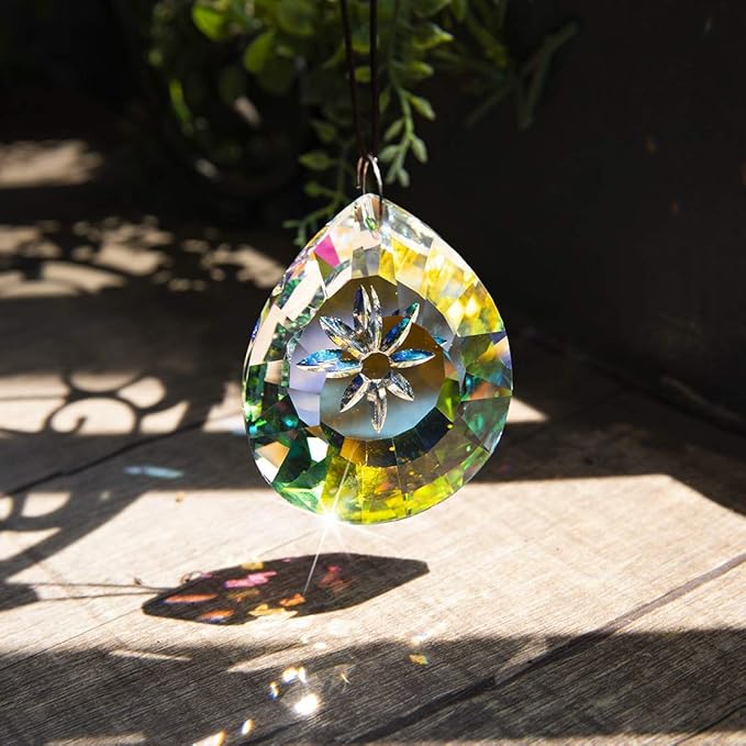 H&D HYALINE & DORA Crystal Rainbow Sun Catcher Hang for Window Glass Drop Pendant Lamp Chandelier Lamp Prisms, 76mm