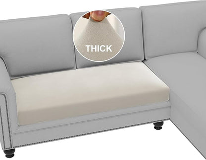 H.VERSAILTEX Fleece Couch Cushion Covers Stretch Loveseat Covers for 2 Cushion Couch Loveseat Covers Comfortable and Durable Fabric (2 Seater Cushion Cover, Pale Oak)