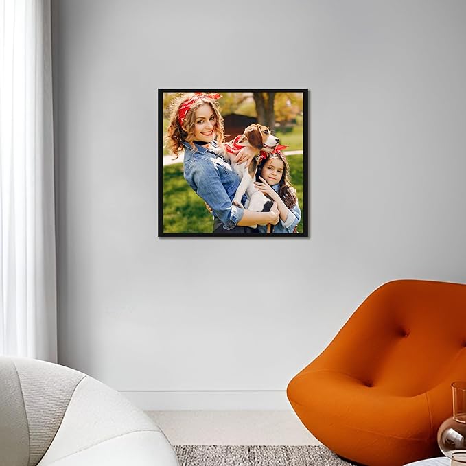 jenesaisquoi Upload Your Photo Image Custom Personalized Photo to Poster Printing Home Decor Wall Art Prints (Black Frame, 16" x 16")