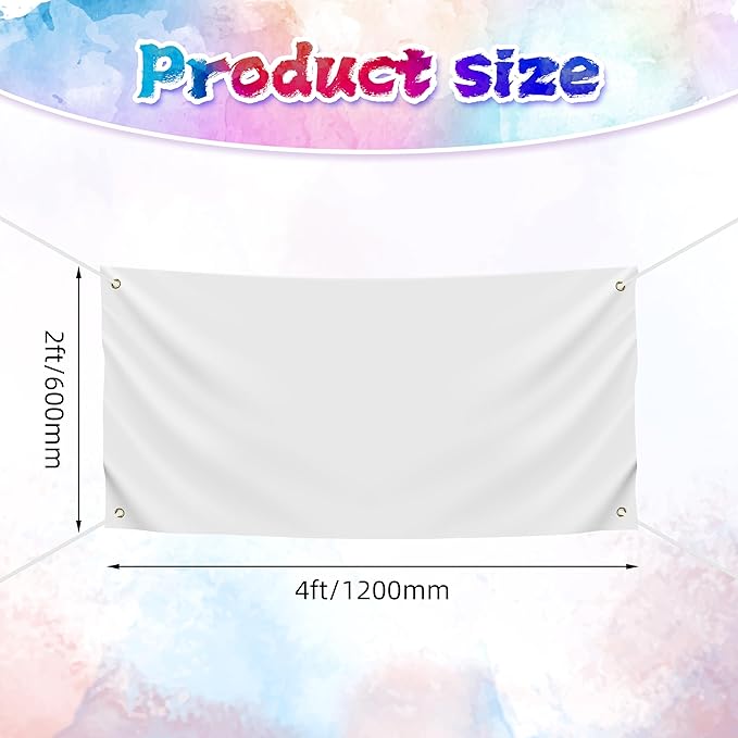 Blank DIY Banners Polyester Oxford Cloth White Banner with Hanging Rope for Wall Signs Writing DIY Painting Indoor Outdoor Office Camping Yard Birthday Party Decorations Supplies 4x2ft-BECKTEN