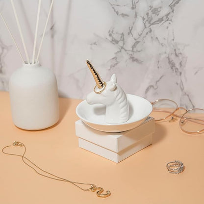Unicorn Ring Holder Ceramic Jewelry Holder Dish Trinket Tray For Rings Earrings Trinkets Organizer, Christmas Birthday Bridesmaid Gifts for Women