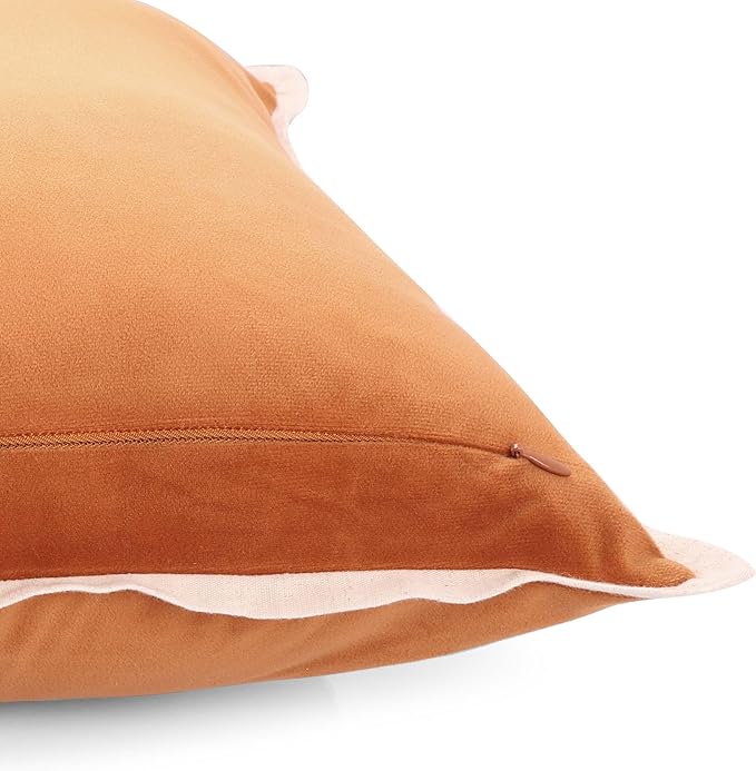 FINGERCRAFT Decorative Throw Pillow Cover Pack of 2 Soft Velvet Cushion Cover, Sofa and Bedroom Pillow Case 20" x 20" Rust