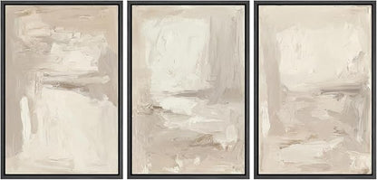 MUDECOR Framed Wall Art Print Set Neutral Abstract Modern Minimalist in Beige and Cream Tones Illustrations Modern Art Boho Decorative Colorful Chic for Living Room, Bedroom, Office - 24"x36"x3 Black
