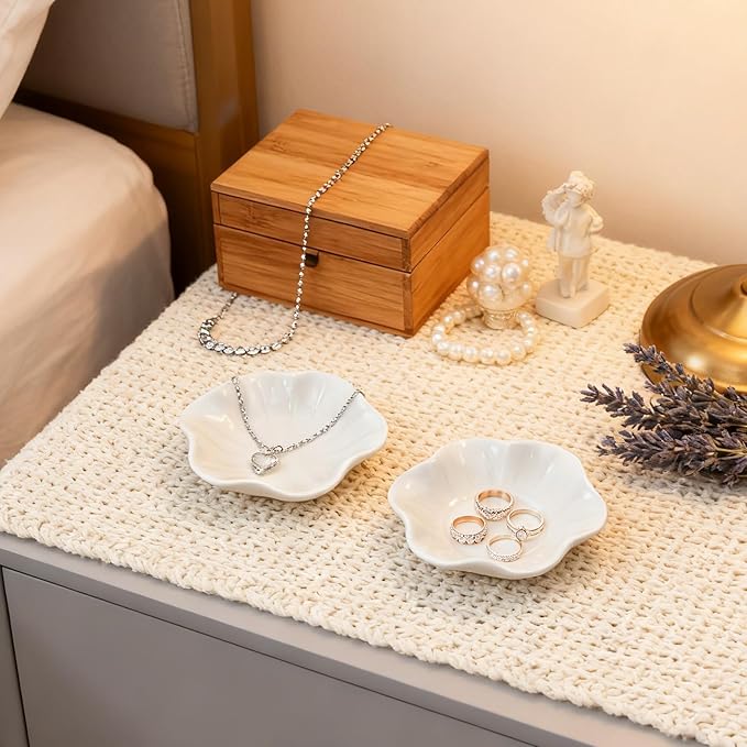 30-Pack Ring Dish Bulk, White Ceramic Lotus Trinket Tray 4.5" Wedding Favor Bridesmaid Gift, Small Jewelry Holder Catchall