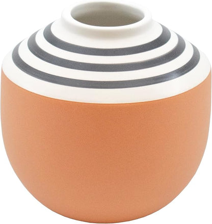 Stephanie Imports Boho Brown Terracotta Vase with Hand-Painted Matte White Design (Black Swirl)