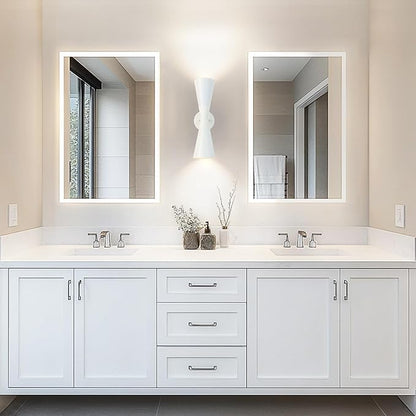 Modern Indoor Wall Sconce Up and Down White Wall Sconce Mid Century Indoor Wall Light Fixture Hardwired Wall Mounted Lamp for Living Room Bathroom Bedroom Hallway 15 Inch