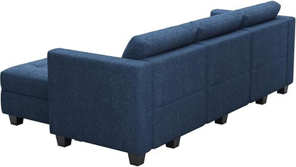 Belffin Modular Sectional Sofa L Shaped Sofa Couch with Storage Seats Convertible Sectional Couch Modular Sofa with Reversible Chaise Fabric Blue