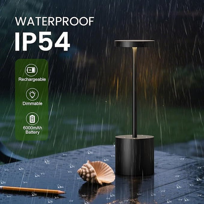 SAKRINGT 2 Pack Rechargeable Table Lamp, LED Cordless Table Lamp,5000mAh Battery Operated Portable Table Light,Dimming for Restaurant/Patio/Outdoor(Black)