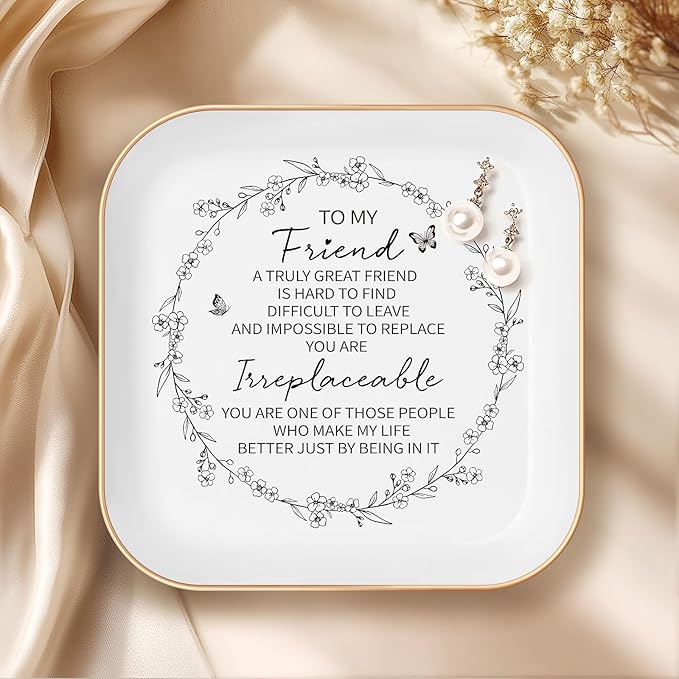 Friendship Gifts for Women – JewelryTray, Best Friend Birthday Gifts for Women – A Truely Great Friend is Hard to Find, Difficult to Leave and Impossible to Replace
