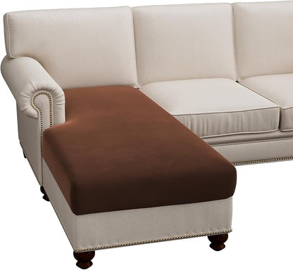 H.VERSAILTEX Super Stretch Individual Chaise Cover Sectional Couch Covers for L Shaped Sofa Both Left/Right Featuring Thick Soft Fleece Fabric (Chaise Cover, Caramel)