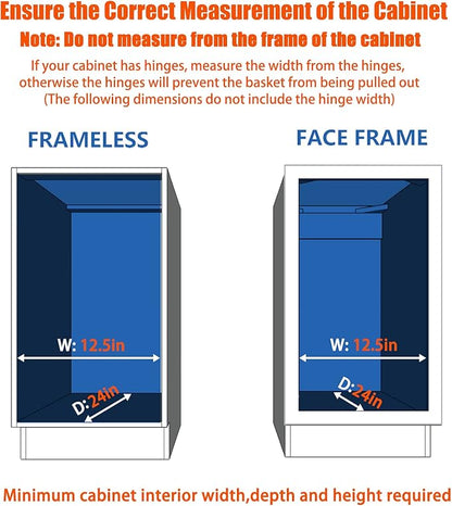 ROOMTEC Pull Out Cabinet Organizer, Cabinet Pull Out Shelves 11" W x 21" D, Heavy Duty Cabinet Drawers Slide Out Kitchen Cabinet Organizers Storage Shelf