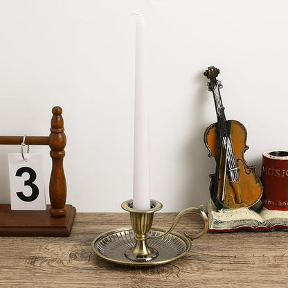Healifty Candle Holder Candlestick Holder: Taper Candle Holders for Christmas Decor, Vintage Bronze Candlestick Holder with Handle, Candle Stand Chamberstick Handheld for Party Wedding Decor