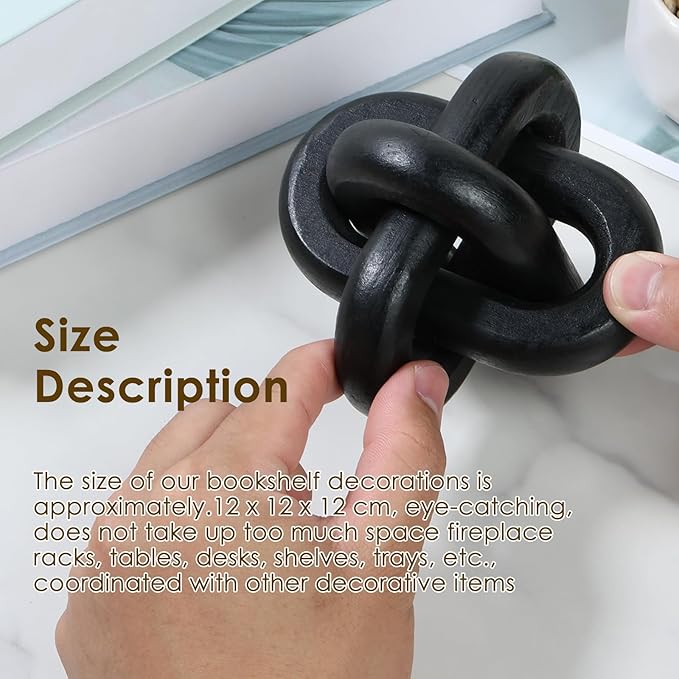 Wood Knot Chain Link Decor 3 Link Boho Wood Knot Decor White/Black Wood Knot Art Decorative Wooden Links Knots Rustic Wood Chain Link Decor for Living Room Bedroom Office Farmhouse Decorations (Black)