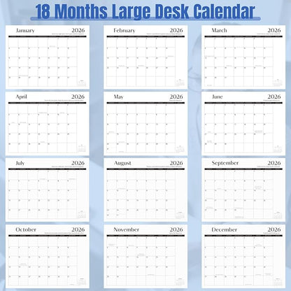 Gannyfer Desk Calendar 2026 with Desktop Mat, Simplified Large 22" x 17" Desktop Pad Calendar, 18 Month Desk Calendar 2026-2027, Use Jan 2026 to Jun 2027, Office Supplies Perfect for Home School and Office - Black