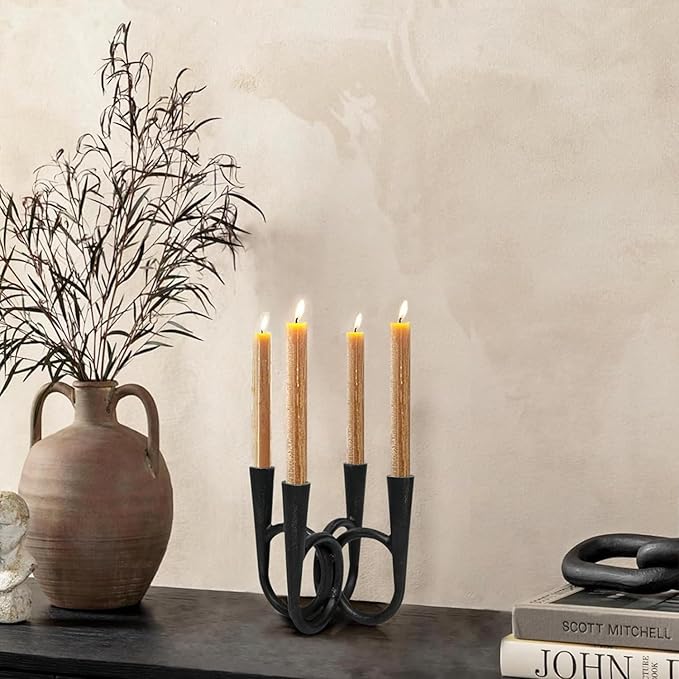 Antique Brass Candle Holder, Iron Taper Candle Holders, Vintage Cast Iron Decorative Candle Stands, Tall Candle Holders for Wedding, Dining Table, Home Decor