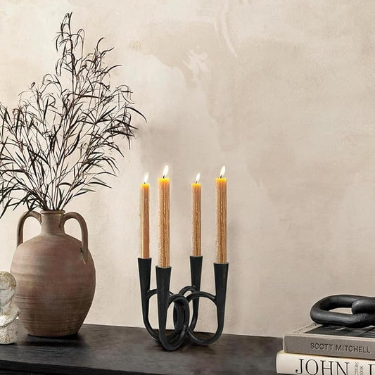 Antique Brass Candle Holder, Iron Taper Candle Holders, Vintage Cast Iron Decorative Candle Stands, Tall Candle Holders for Wedding, Dining Table, Home Decor