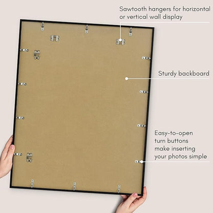 Americanflat 28x34 Picture Frame with Polished Plexiglass - Use as 24x30 Frame with Mat or Display 28x34 Photo Without Mat - Streamline Collection - Thin Border Picture Frames for Wall - Black