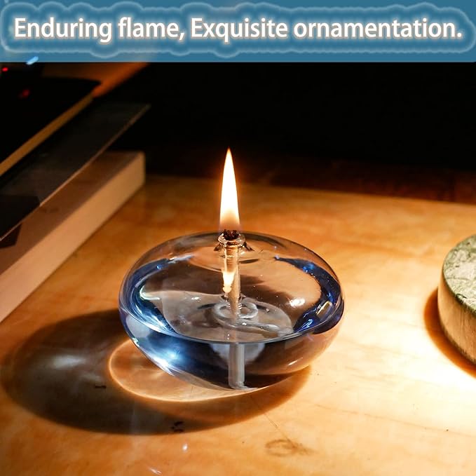 Refillable Liquid Petite Oil lamp - Sturdy Borosillicate Glass Oil Candle (Oval)