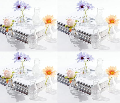 Glass Bud Vase Clear - Mini Vases 20Pcs/Set Bud Vases for Flowers Cute Clear Vintage Small Glass Vases Bud vases in Bulk for Decor, Home Table Centerpieces, Dinning, Wedding
