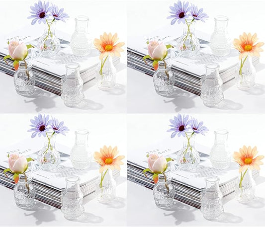 Glass Bud Vase Clear - Mini Vases 20Pcs/Set Bud Vases for Flowers Cute Clear Vintage Small Glass Vases Bud vases in Bulk for Decor, Home Table Centerpieces, Dinning, Wedding