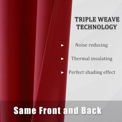 DUALIFE Red Blackout Curtains for Bedroom 54 Inch Length Room Darkening Thermal Insulated Short Kitchen Curtains with Grommet Window Drapes Curtain Panels 38 x 54 Inches Long