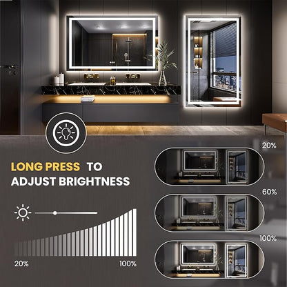 LOAAO 66"X40" LED Mirror for Bathroom, Lighted Bathroom Mirror with Lights, Anti-Fog, Dimmable, Memory Function, Easy to Install, Clear Reflection