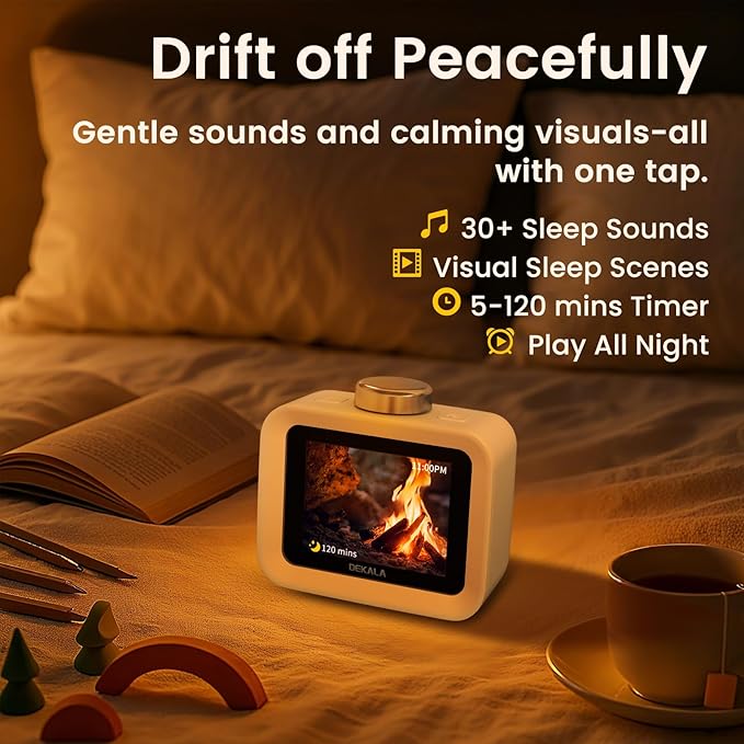 Dekala ChronoSense Alarm Clock for Bedroom Temperature Humidity, 7-Day Programmable 4 Alarms, 100dB Loud Gradual Alarm for Heavy Sleeper, Visual Timer Clock Radio，White Noise Sound Machine