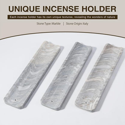 Koville Marble Incense Holder, Incense Holder for Sticks, Incense Sticks Holder Ash Catcher for Meditation Yoga SPA, Natural Stone Incense Burner, Home Table Decor (Palissandro Blue)