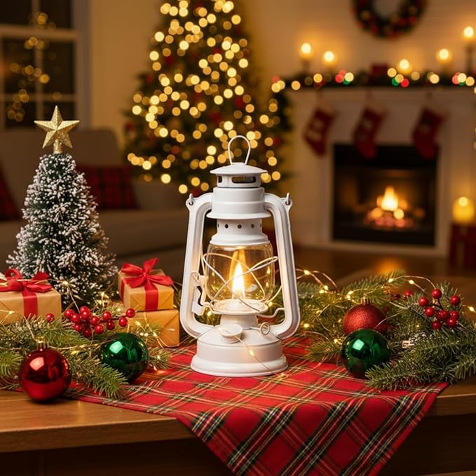 Honoson 4 Pieces Oil Lamp Hurricane Lamp Kerosene Lantern for Indoor Outdoors Decorative Hanging Oil Lantern with Wick for Hiking Emergency Camping Party Decoration(White,10 Inch)