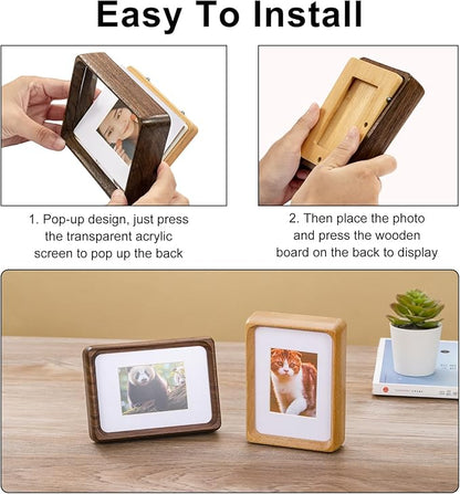 Walnut 5x3.5 inch Natural Wood Picture Frame, Tabletop Wooden Small Photo Frame with Mat, Display Pictures 2x2.76 or 3.5x5 Without Mat for Desktop Display, Mini Photo Picture Frame