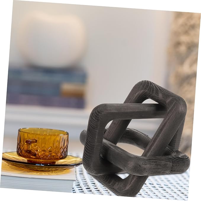 VOSAREA Wood Chain Link Decor for Rustic Home Decor Minimalist Wall Hanging Accents for Living Room Coffee Table and Bookshelf Neutral Color Wood Knot Wall Art