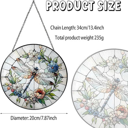 Dragonfly Gifts for Women, 7.8'' Dragonfly Sun Catcher Stained Glass Window Hanging SunCatchers Indoor Window Wall Decor Handmade SunCatcher Decoration for Garden Home Housewarming Gifts
