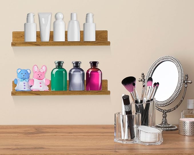 Blulu 12 Packs 14 Inch Acrylic Floating Shelf Wall Mounted Invisible Acrylic Shelf Ledge Kids Floating Bookshelf for Living Room Office Bedroom Bathroom Kitchen Decoration Space Save (Dark Brown)