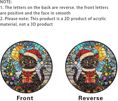 Chrismas Acrylic Stained Glass Window Hanging,Sun Catcher Decor Stained Panel Hangings Wall Art Decor, 2026 8x8inch (SCL004 Cat)