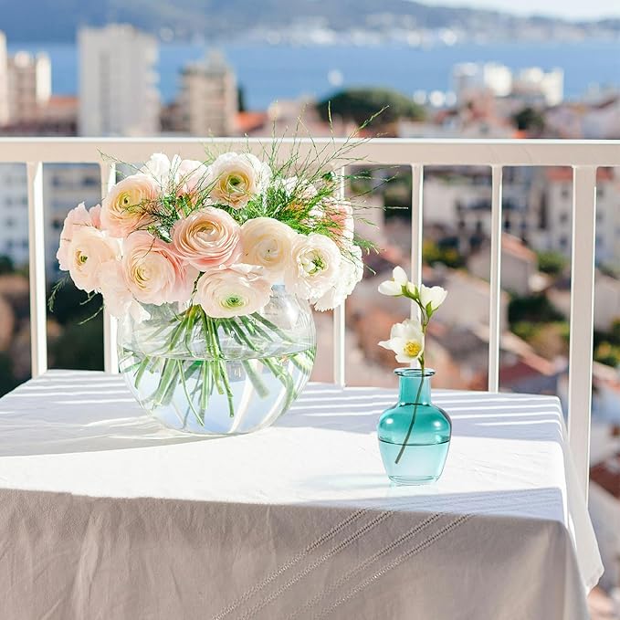 Blue Gradient Glass Bud Vase, 10Pcs/Set Modern Decorative Small Mini Flowers Vases, Minimalist Aesthetic Home Decor Vintage Wedding Table Centerpieces for Single Flower Rose