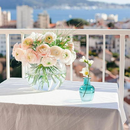 Blue Gradient Glass Bud Vase, 10Pcs/Set Modern Decorative Small Mini Flowers Vases, Minimalist Aesthetic Home Decor Vintage Wedding Table Centerpieces for Single Flower Rose